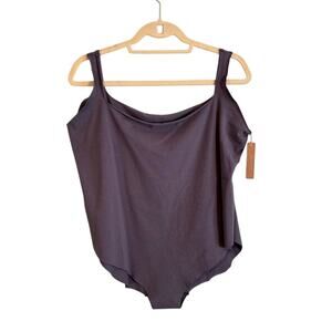 NWT  Skims Raw Edge Intimated Cami Bodysuit Scoop Neck Gray Womens Size 3X